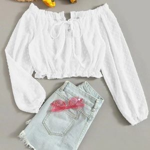 White crop top/sheer size:XL